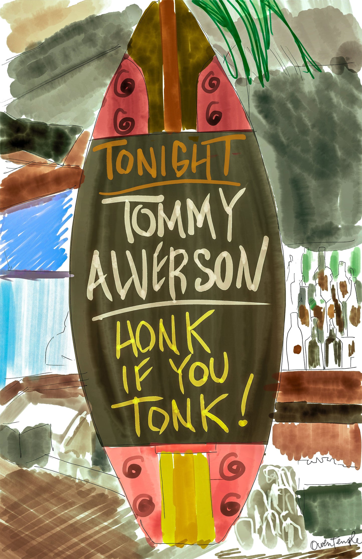 Tommy Alverson Poster, Back Porch Bar, Port Aransas, Texas